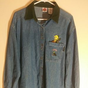 Vintage Denim Long Sleeve Tweety Bird Shirt